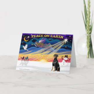 XmasSunrise-Doberman 2-natural Helgkort