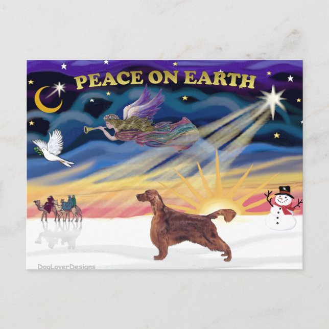 XmasSunrise - Irish Setter 1 Helg Vykort (Framsida)