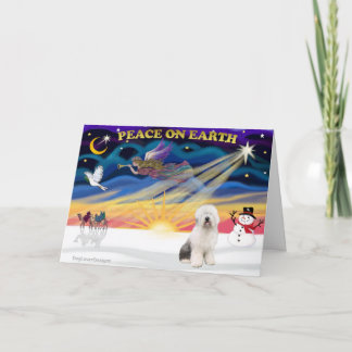 XmasSunrise-Old English Sheepdog3 Helgkort