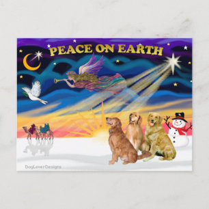 XmasSunrise-Three Golden Retrievers Helg Vykort