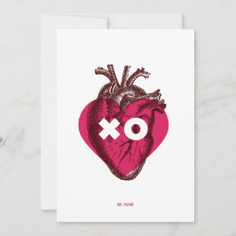 XO Alla hjärtans hjärtflat kort. Kort