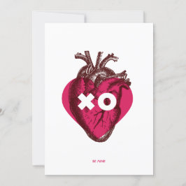 XO Alla hjärtans hjärtflat kort. Kort