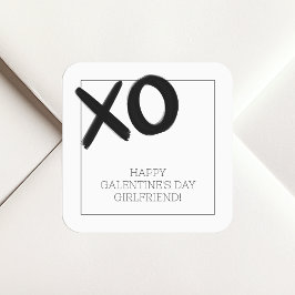 XO Black and White Girlkompisars Galentine's Day Fyrkantigt Klistermärke