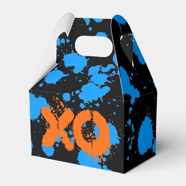 XO Graffiti Art Black och Blue 90s Splatter Paint Presentaskar (Framsidan Sidan)