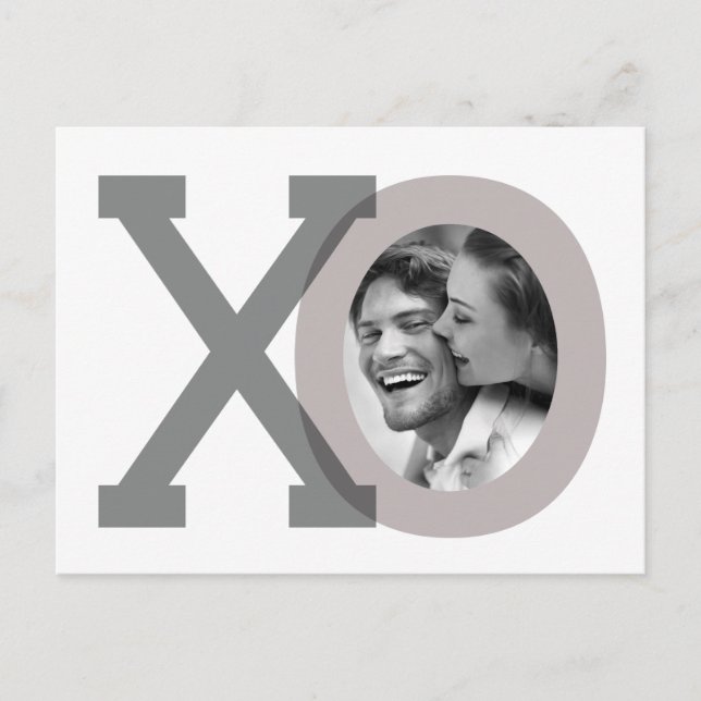 XO Grey Bröllop Spara Datum Foto Postkort Meddelande Vykort (Framsida)