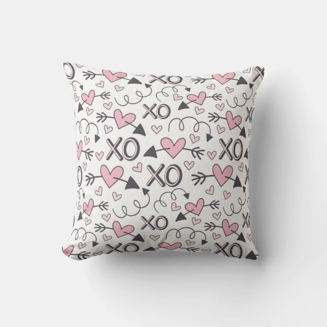 XO Hearts and Prows Kärlek Mönster Kudde (Framsida)