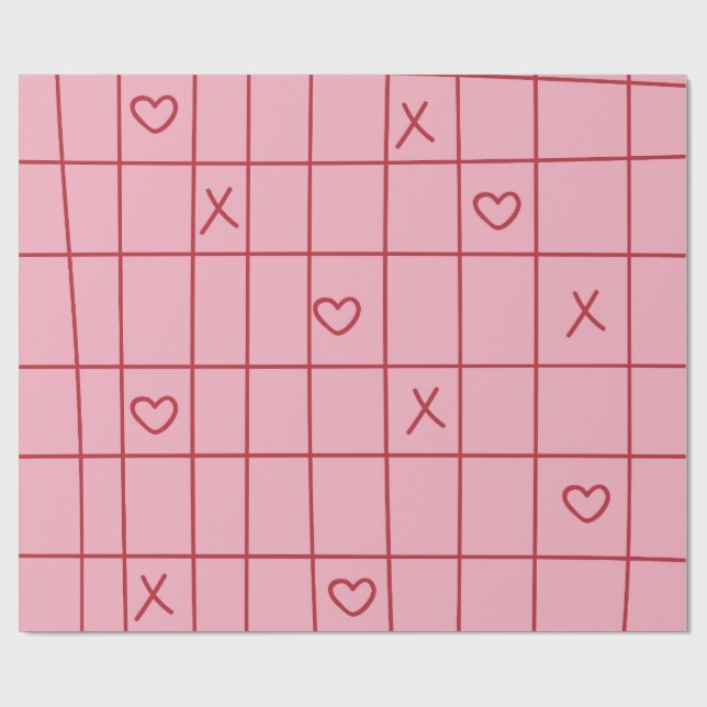 XO-hjärter Presentpapper (Platt)