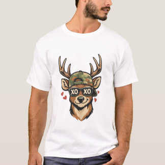 XO hjort i kamouflagehatt – rolig design för Alla T Shirt
