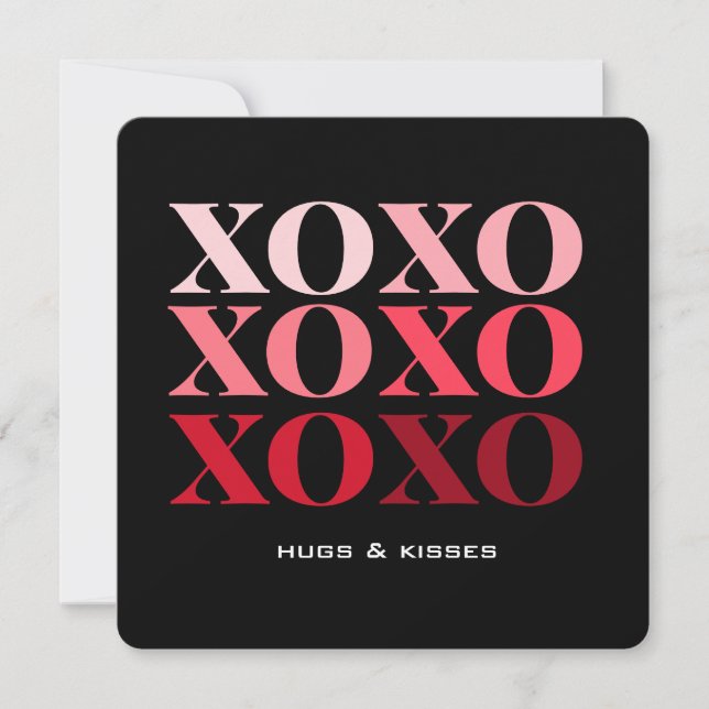 XO Hugs & Kisses, Valentines day Helgdag Card Julkort (Framsida)