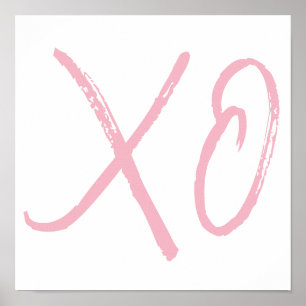 XO Kärlek och Hugs Rosa Script Poster