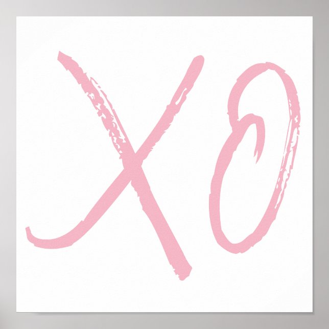 XO Kärlek och Hugs Rosa Script Poster (Framsidan)