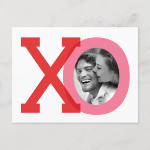 XO Röda bröllopsvalentin Spara datum Foto vykort