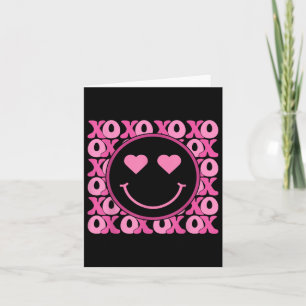 Xo Rosa Leende Ansikte Hjärta Ögon Groovy Hjärta V Kort