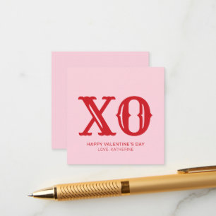 XO rosa och röd typografi, söt valentindag Tilläggskort