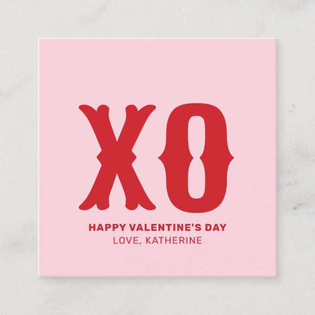 XO rosa röd modern, söt typografi valentins dag Tilläggskort (Framsida)