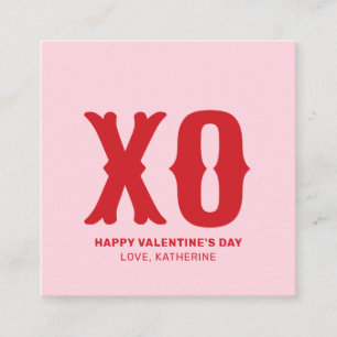XO rosa röd modern, söt typografi valentins dag Tilläggskort