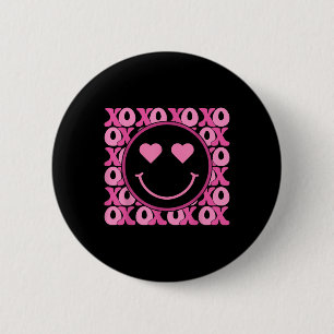 Xo Rosa Smile Ansikte Heart Ögon Groovy Heart Vale Knapp