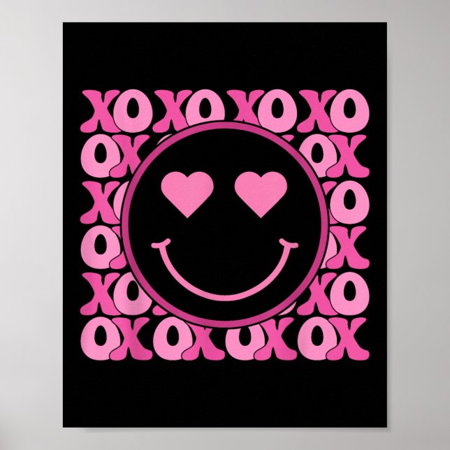 Xo Rosa Smile Ansikte Heart Ögon Groovy Heart Vale Poster (Framsidan)