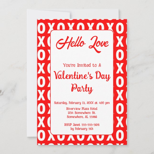 XO Valentindagen Party Inbjudningar (Framsida)
