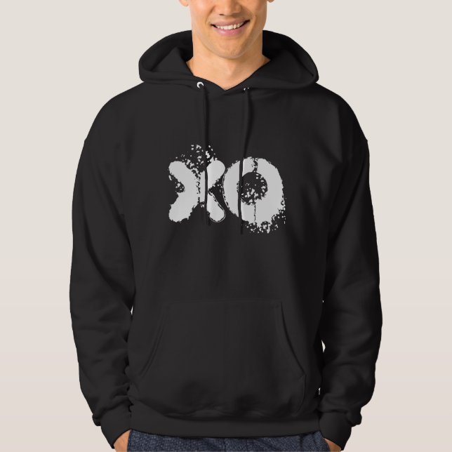 XO vit manar svart Hoodie (Framsida)