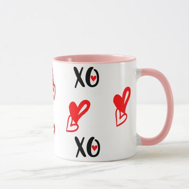 XO XO Heart Valentines Day Mug - Cute Kawaii Love Mugg (Höger)
