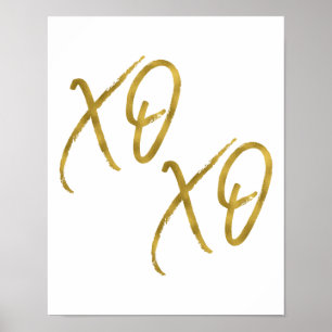XO XO Hugs och Kisses Kärlek Faux Gold Foil Poster