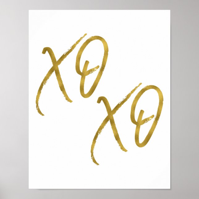 XO XO Hugs och Kisses Kärlek Faux Gold Foil Poster (Framsidan)