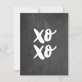 XO XO. Hus och kyssar i valentines day. Chalkboard Julkort