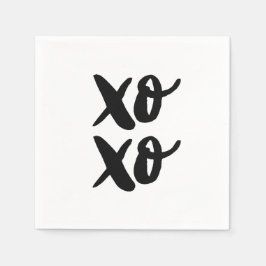 XO XO. Hus och kyssar i valentines day. Svart Pappersservett