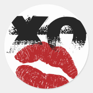 XO XO-kyss mig med retro Stickers / Roligt Party Runt Klistermärke
