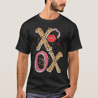Xo Xo Läppar Leopard Valentines day Cute Hearts Wo T Shirt