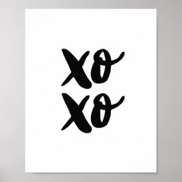 XO XO. Modern Valentines day. Svartvit Poster