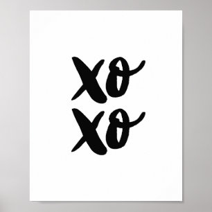 XO XO. Modern Valentines day. Svartvit Poster
