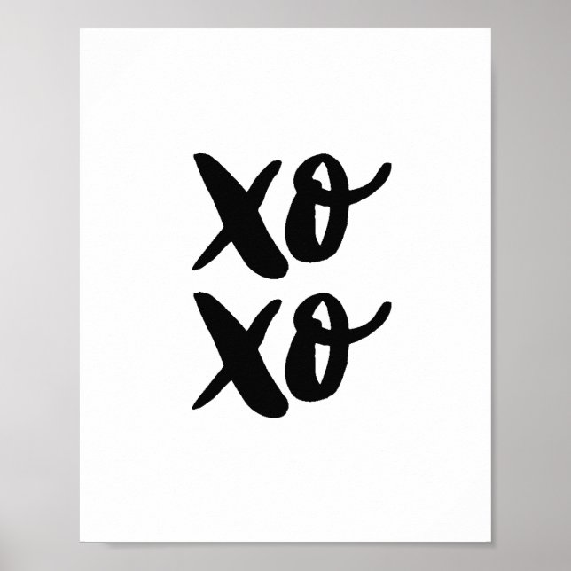 XO XO. Modern Valentines day. Svartvit Poster (Framsidan)