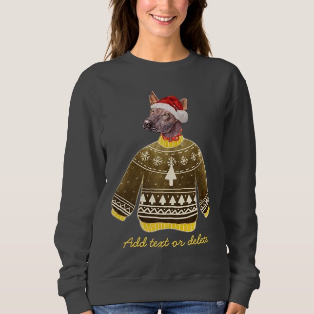 Xoloitzcuintle Hund Fulständig Jul Hund Mamma T Shirt (Framsida)