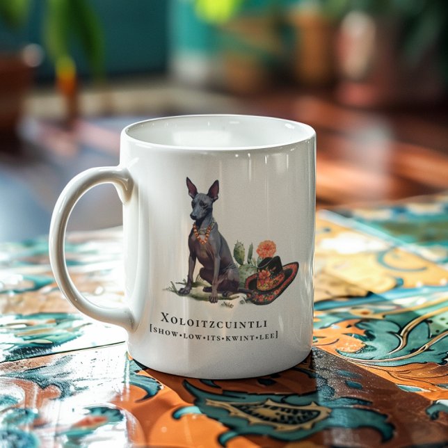 Xoloitzcuintli | Akvarell Mexikansk Nakenhund  Kaffemugg (Skapare uppladdad)