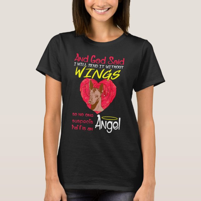Xoloitzcuintli Angel utan Vingar T Shirt (Framsida)