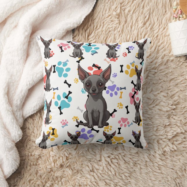 Xoloitzcuintli Bones & Tassar Skriv ut Kudde (Filt)