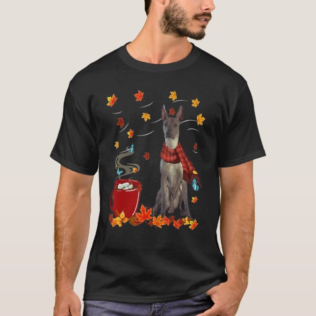 Xoloitzcuintli Fall Chocolate Hett Hund höst T Shirt (Framsida)