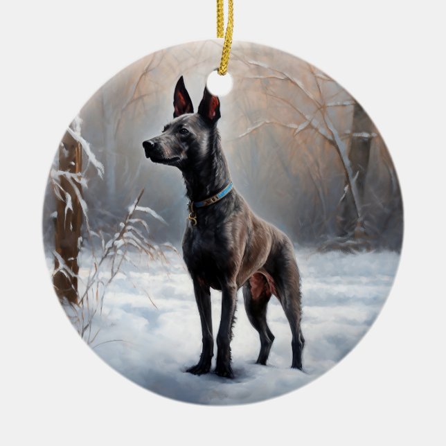 Xoloitzcuintli Låt det snö jul Julgransprydnad Keramik (Framsidan)