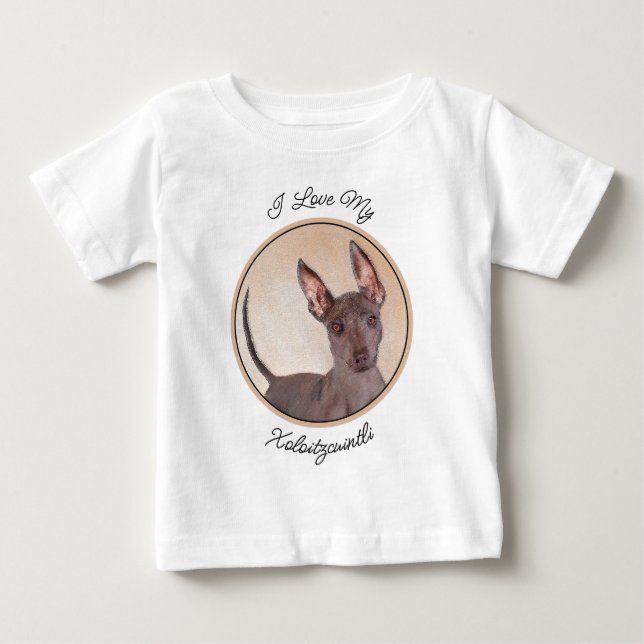 Xoloitzcuintli-målning - Söt Original Hundkonst T Shirt (Framsida)