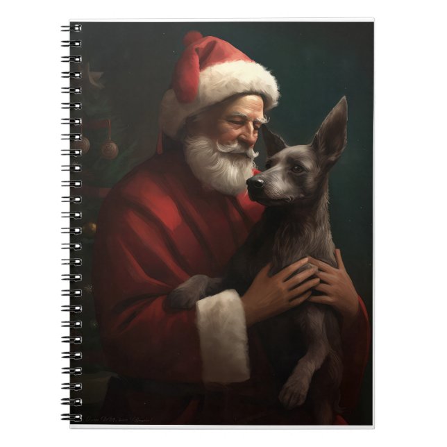 Xoloitzcuintli med Jultomten i julafton Anteckningsbok (Framsidan)