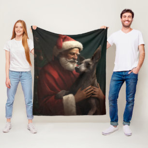 Xoloitzcuintli med Jultomten i julafton Fleecefilt