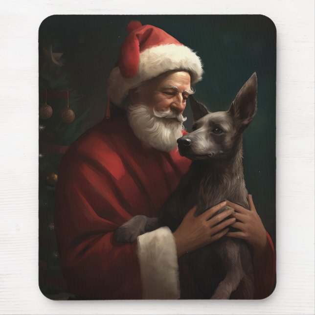 Xoloitzcuintli med Jultomten i julafton Musmatta (Framsidan)