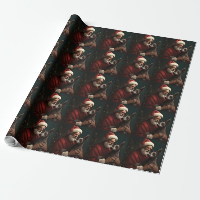 Xoloitzcuintli med tomte festlig jul presentpapper (Utrullad)