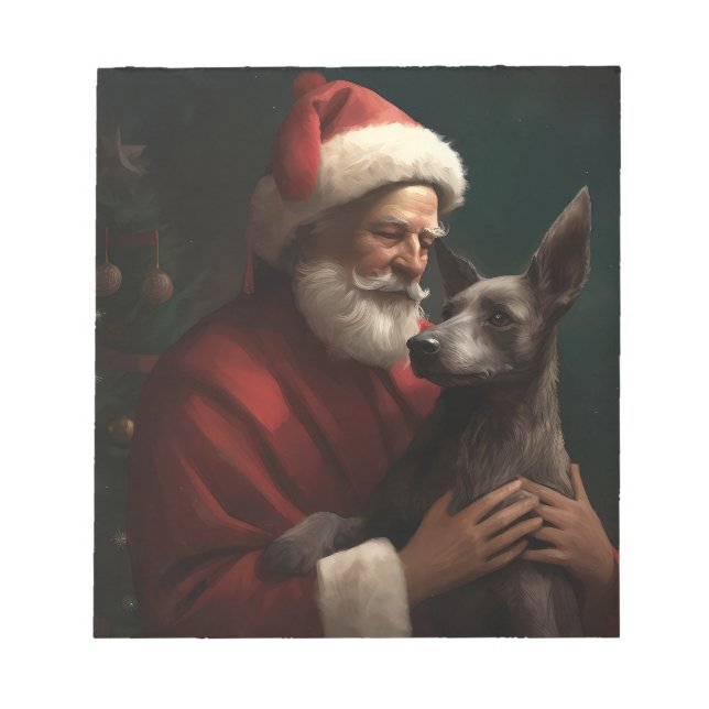 Xoloitzcuintli med Tomte Julfirande Jul Anteckningsblock (Framsida)