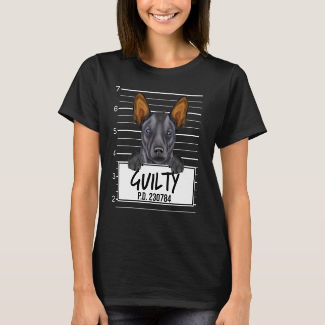 Xoloitzcuintli Mugshot Guilty Hund T Shirt (Framsida)