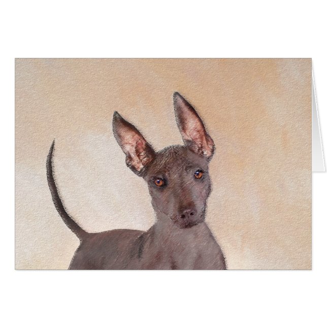 Xoloitzcuintli Painting - Cute Original Hund Art Hälsningskort (Framsidan Horizontal)