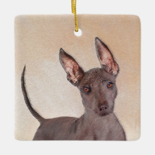 Xoloitzcuintli Painting - Cute Original Hund Art Julgransprydnad Keramik