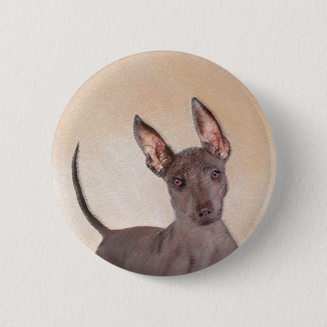 Xoloitzcuintli Painting - Cute Original Hund Art Knapp (Framsida)